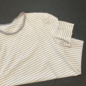 Mens lululemon white and gray striped t shirt L